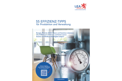 Cover der Broschüre „55 Effizienz-Tipps für Produktion und Verwaltung“.